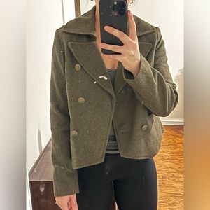 Old Navy Wool Blend Military Style Coat Cropped